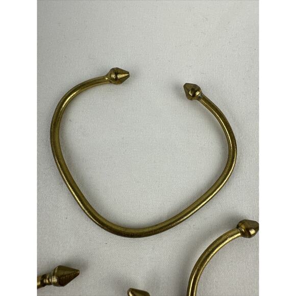 Vintage Brass Hand Forged Brutalist Spike Tip Cuff Bracelet Set of 3 Steampunk - Picture 5 of 7